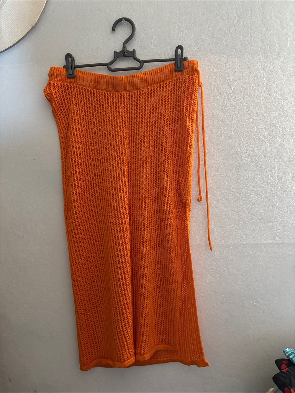Orange Knit Drawstring Women’s Skirt
